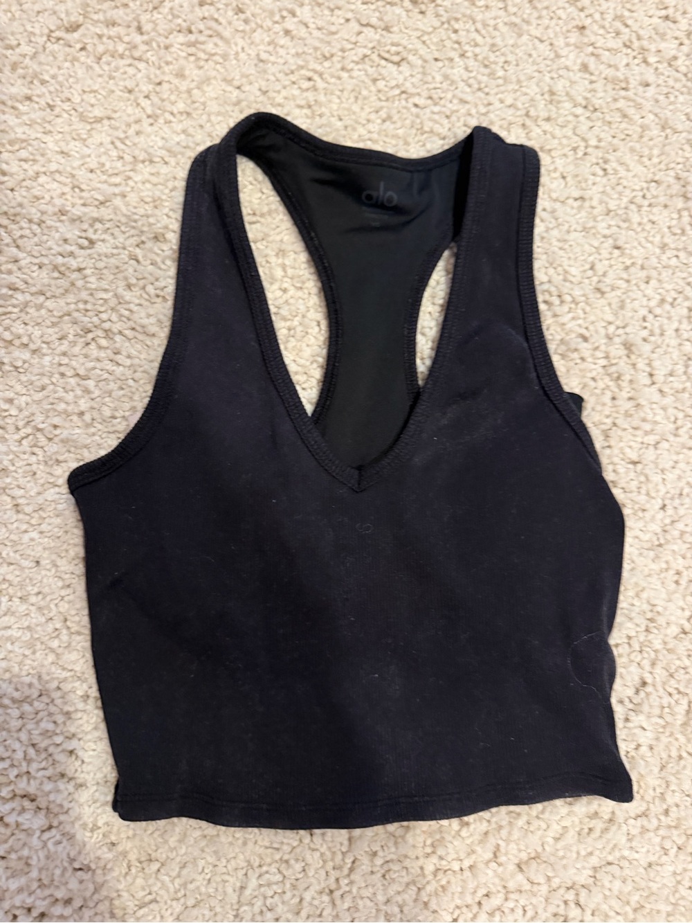 ALO Yoga Black Racerback Crop Top - XS